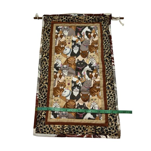 Vintage Cat Quilted Hanging Wall Art Animal Print 1999 Handmade - Picture 3 of 5